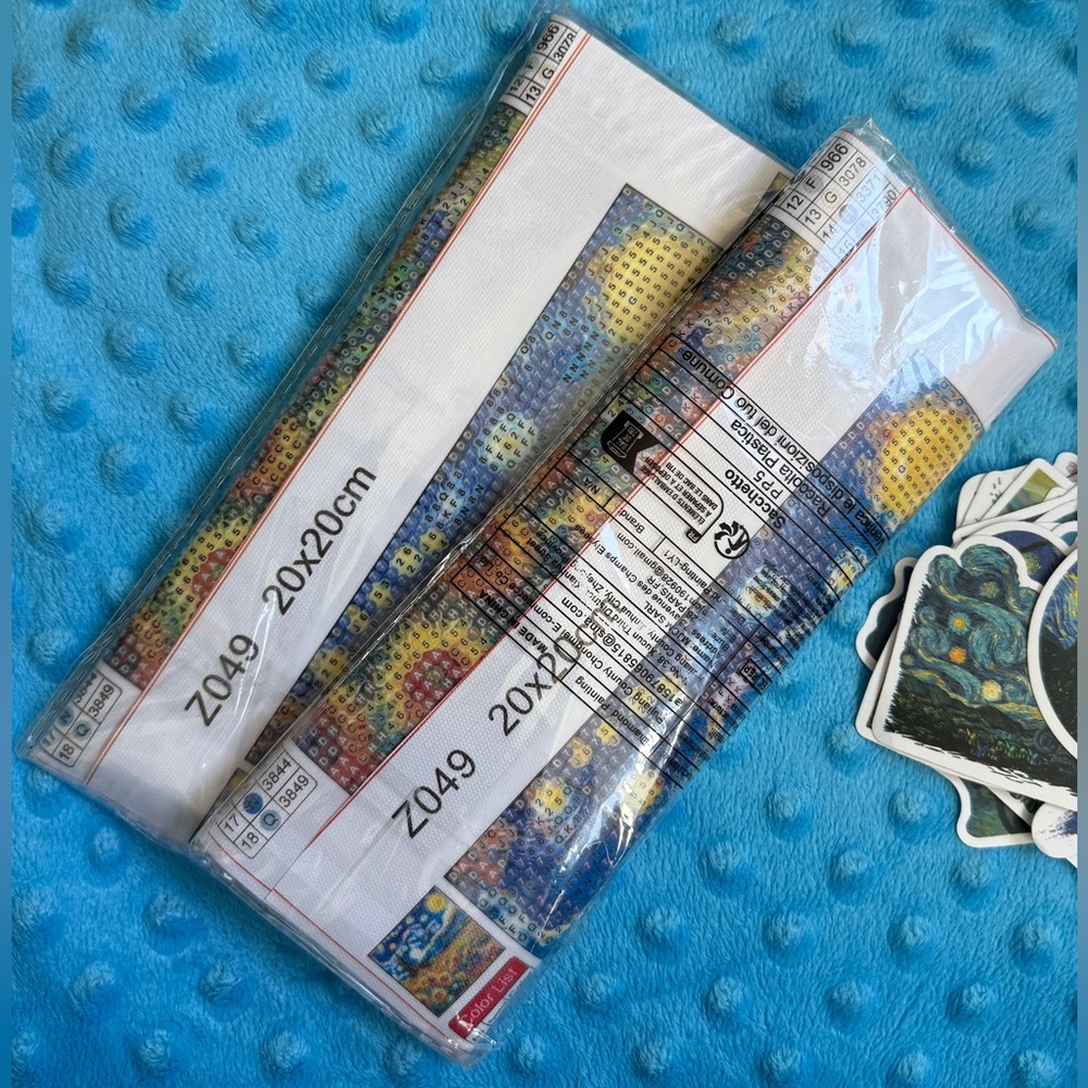 Vincent Van Gogh Bundle Starry Night 2-Diamond Art Kit, 25 stickers, post card